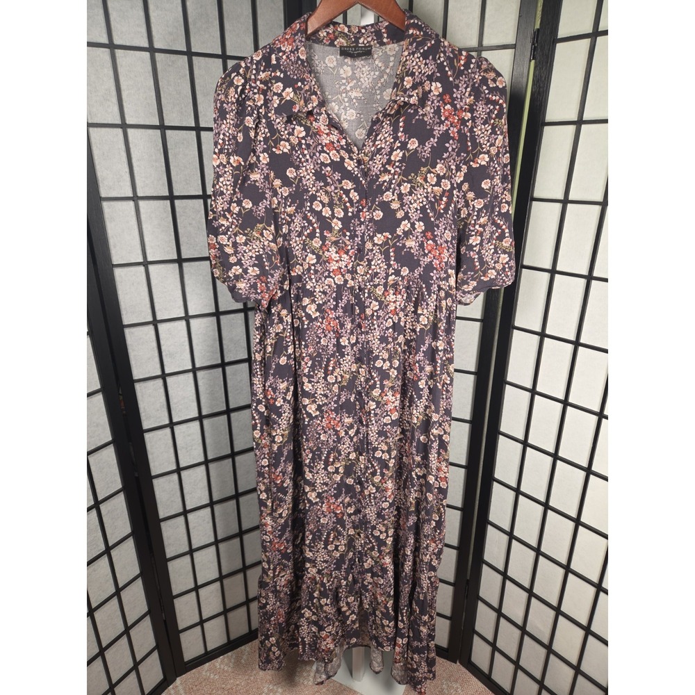 Dress Forum Floral Maxi Dress Womens Size L Boho Cottagecore Button‎ Front
